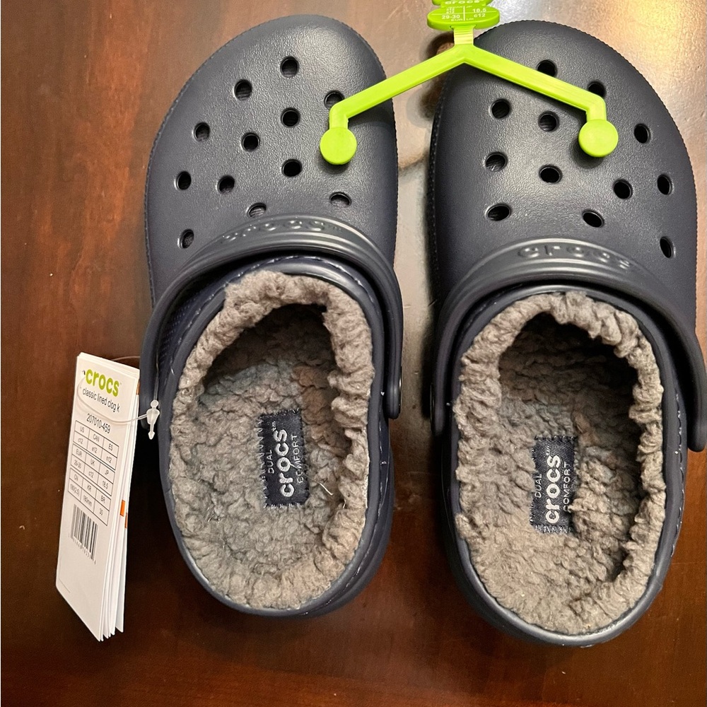 CROCS Dark Blue Clogs with Soft Gray Lining size c12